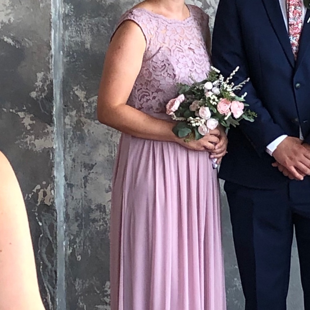 Long Bridesmaid Dress with Lace Bodice